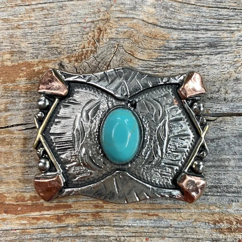 Antique Silver & Copper Turquoise Concho W115s 1.25" 1