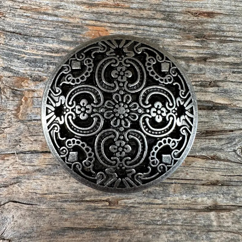 Antique Silver Floral Engraved Concho 1.5"  W225l 1