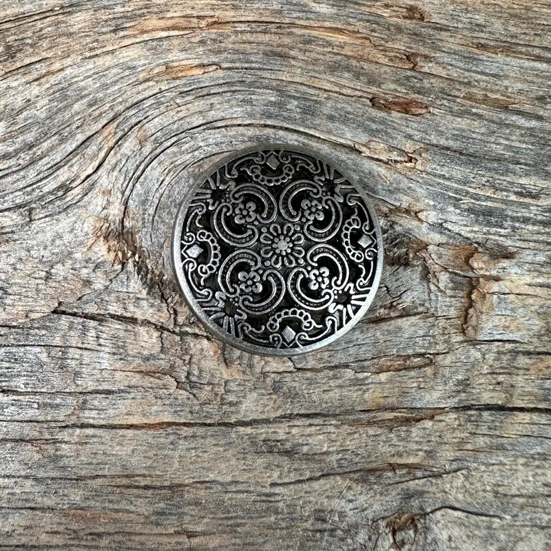 Antique Silver Floral Engraved Concho 1"  W225s 1