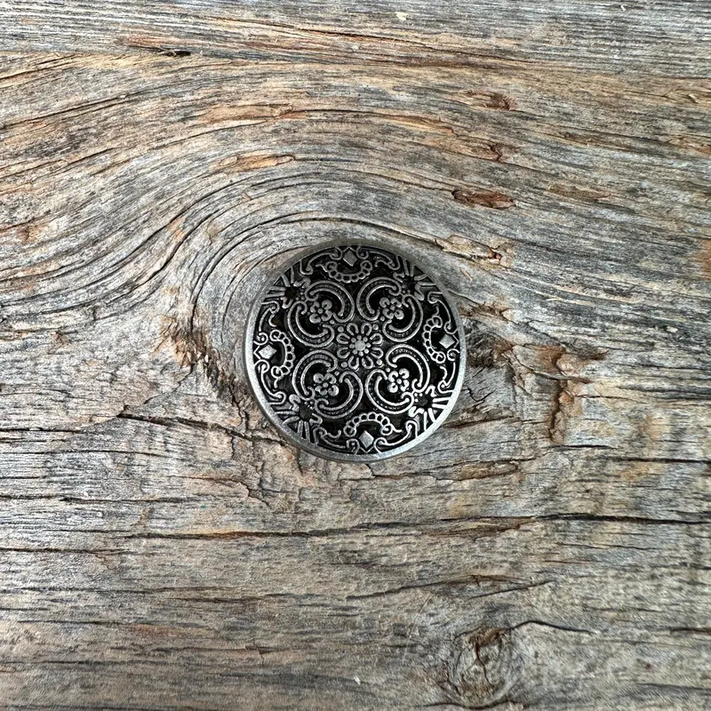 Antique Silver Floral Engraved Western Concho W225 3