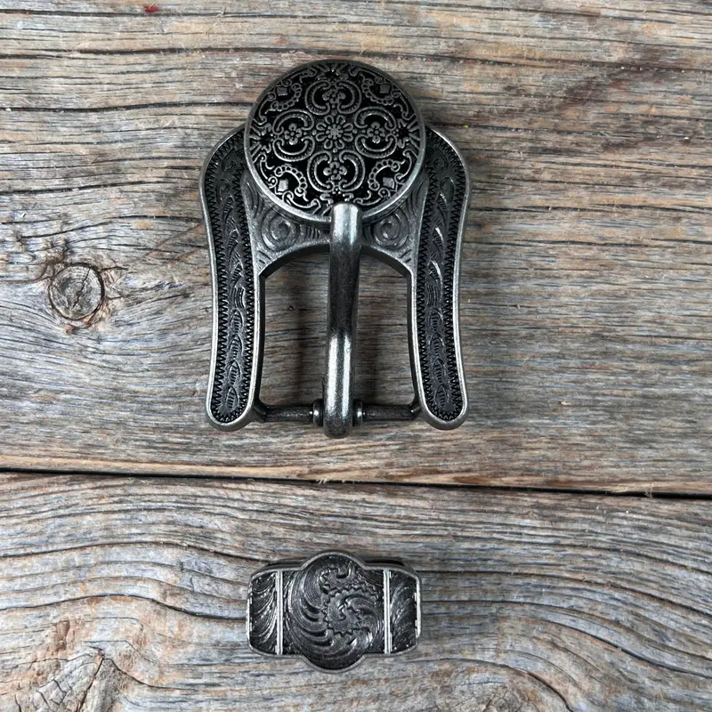 Antique Silver Floral Engraved Western Concho W225 7