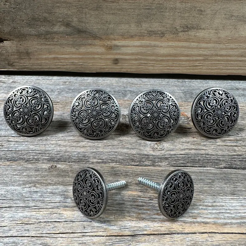 Antique Silver Floral Engraved Western Concho W225 7
