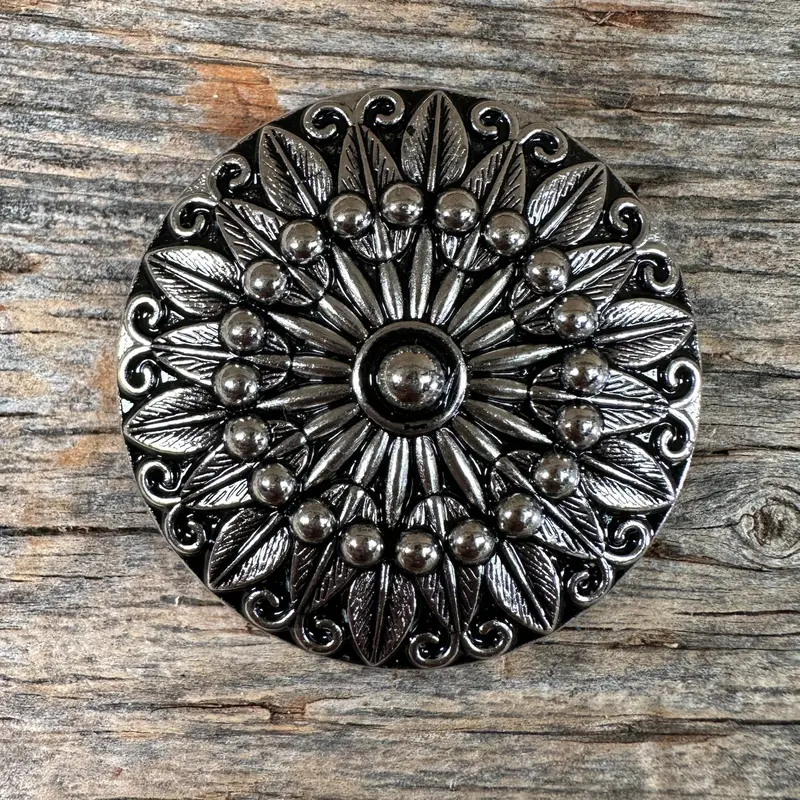 Antique Silver Floral Pinwheel Concho 1.5"  W227l 1