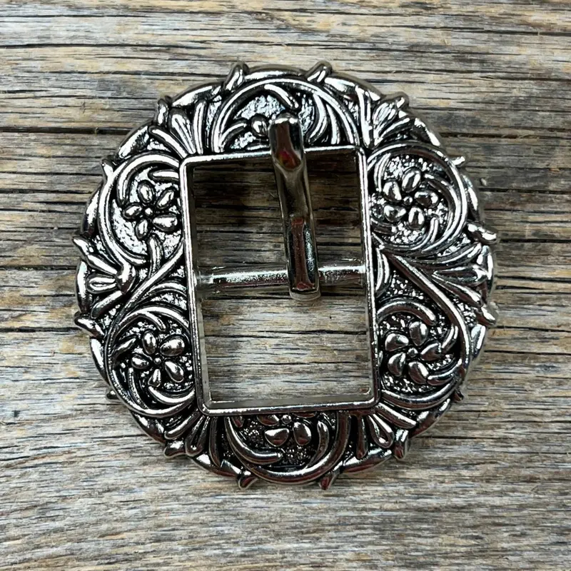 Antique Silver Floral Round Western Buckle W238b 1