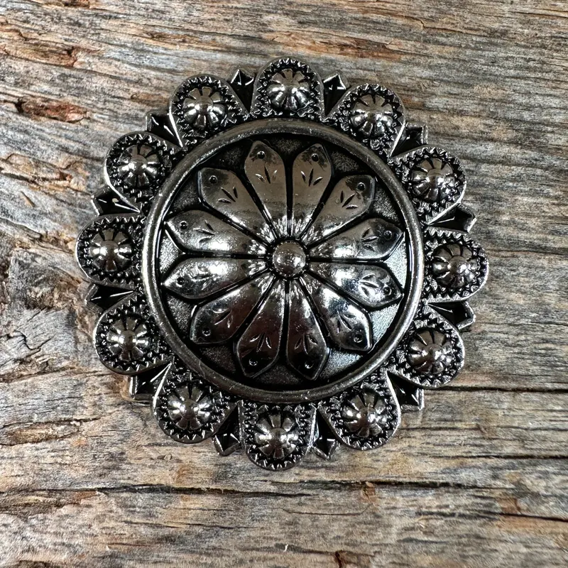 Antique Silver Flower And Berry Concho 1.5"  W226l 1