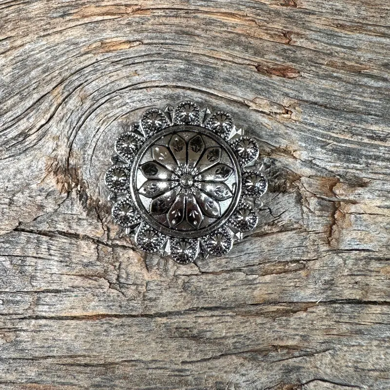 Antique Silver Flower And Berry Concho 1"  W226s 1
