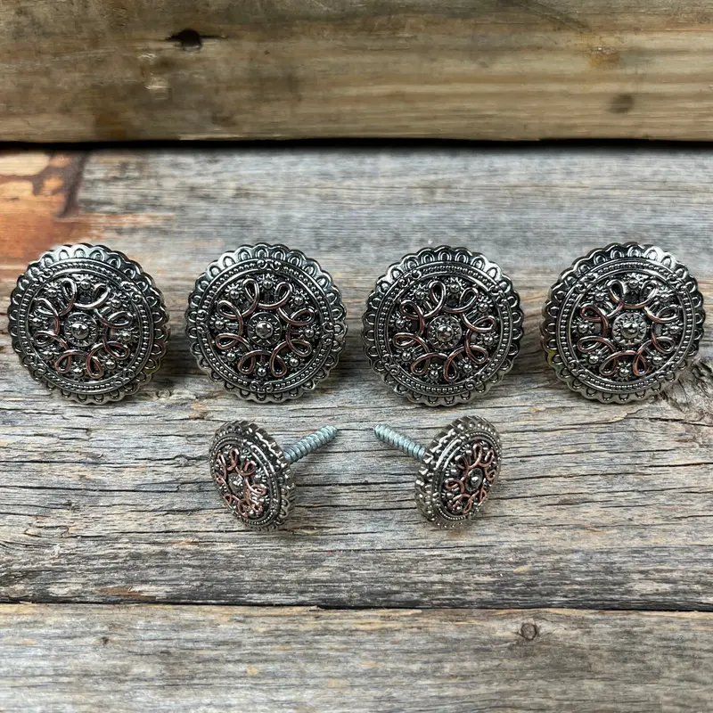 Antique Silver Flower And Loops Saddle Set Ssw235 1