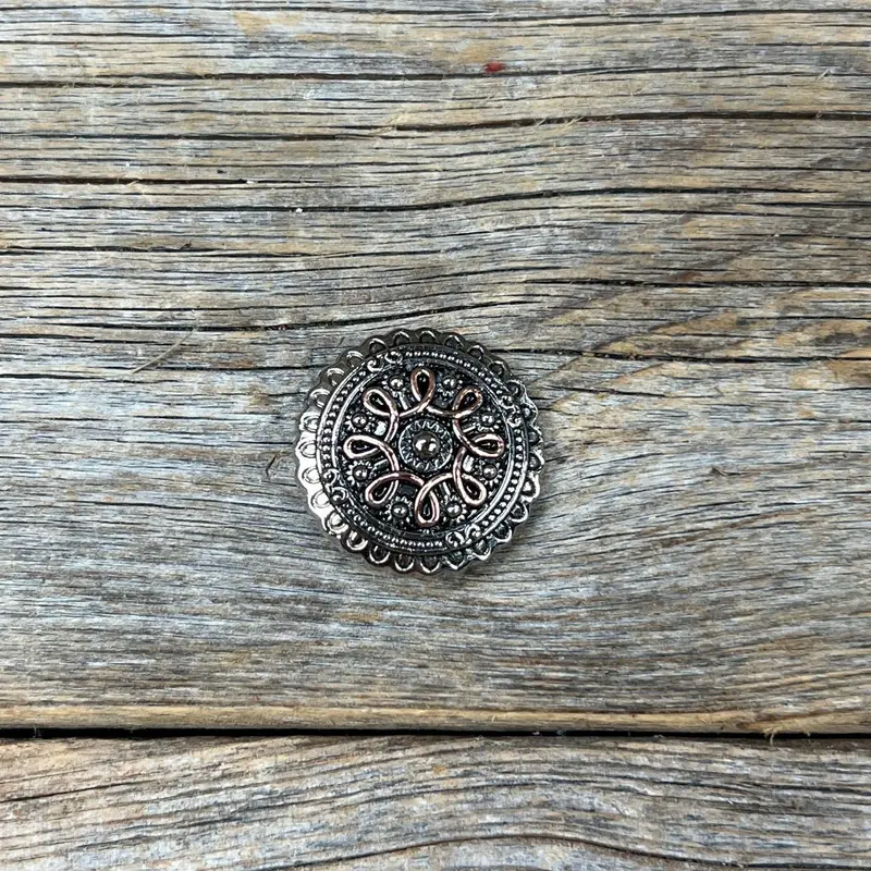 Antique Silver Flower And Loops Western Concho W235 3