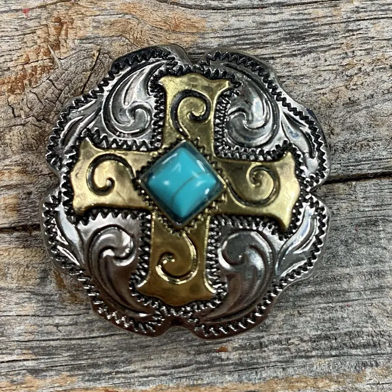 Antique Silver & Gold Concho 1.5" W189l 1