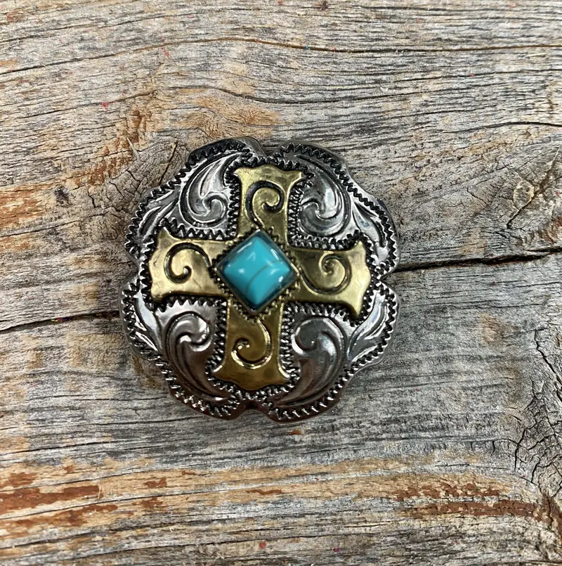 Antique Silver & Gold Concho 1" W189s 1