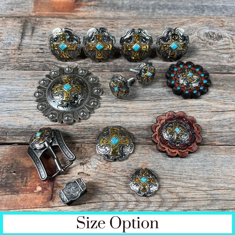Antique Silver & Gold Western Concho W189 1