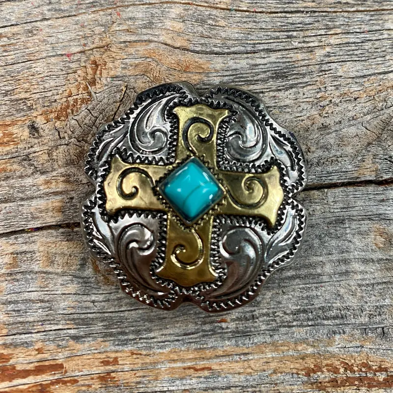 Antique Silver & Gold Western Concho W189 2