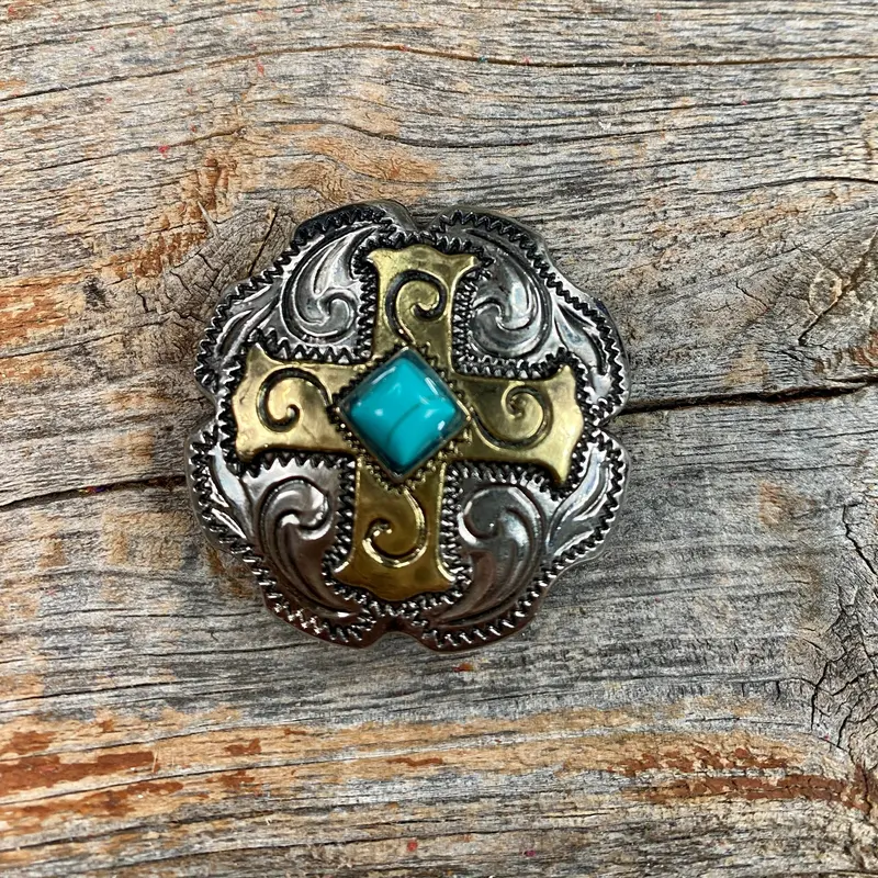 Antique Silver & Gold Western Concho W189 3