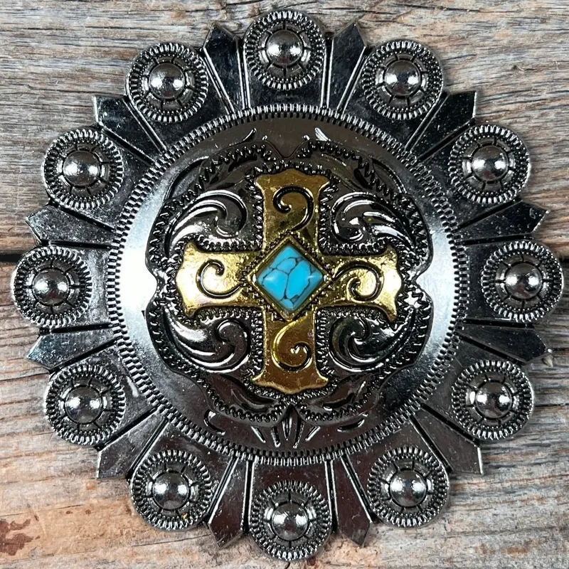Antique Silver & Gold Western Concho W189 4