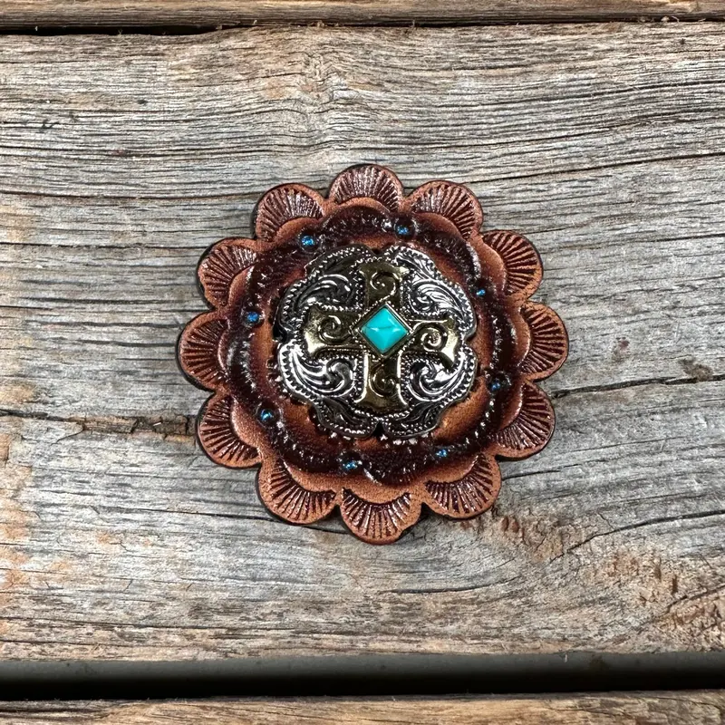 Antique Silver & Gold Western Concho W189 5