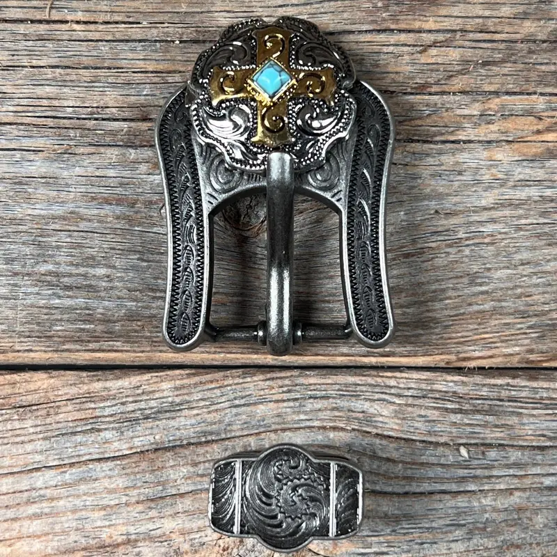 Antique Silver & Gold Western Concho W189 7