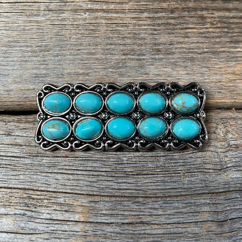 Antique Silver Rectangle Turquoise Concho 2" W216 1