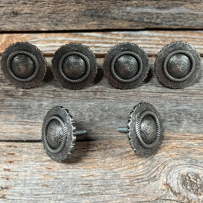 Antique Silver Round Concho Saddle Set Ssw102 1