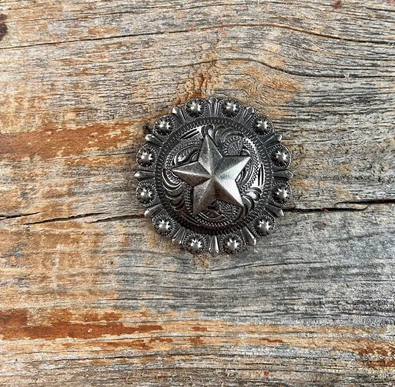 Antique Silver Star Concho 1.25" W174l 1
