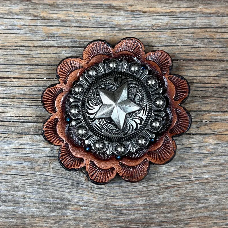 Antique Silver Star Western Concho W174 4
