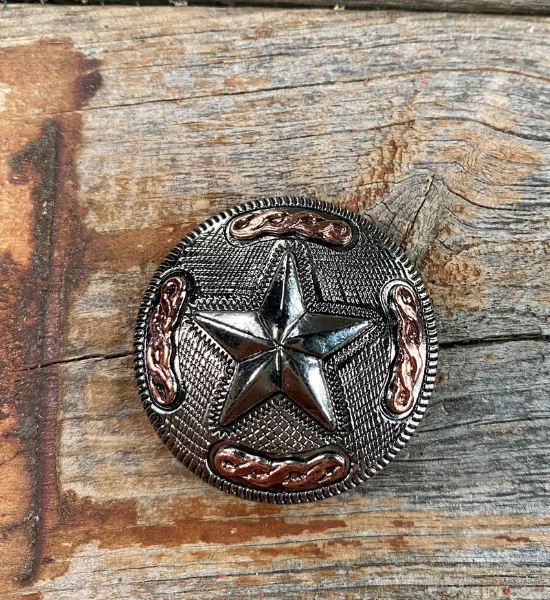 Antique Silver Texas Star Concho 1" W187s 1