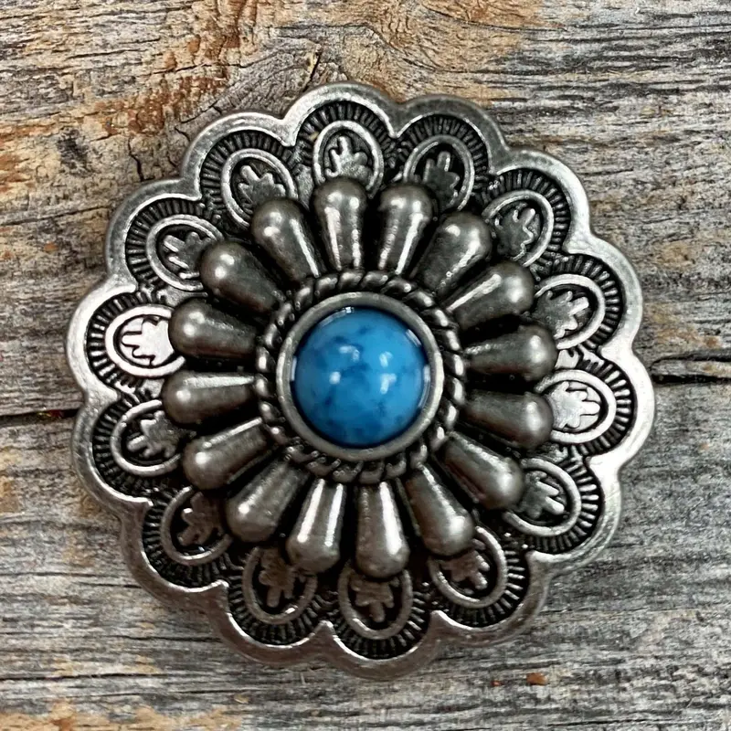Antique Silver Turquoise Concho 1.5" W203l 1