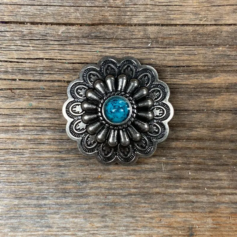 Antique Silver Turquoise Concho 1"  W203s 1