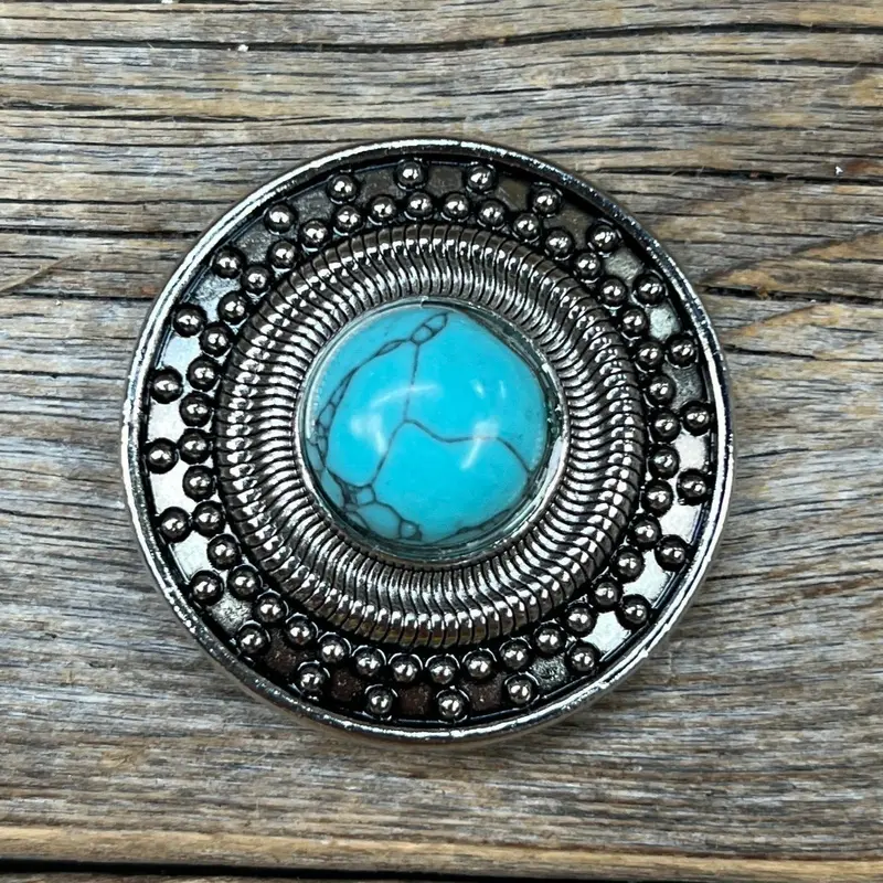 Antique Silver Turquoise Dot Concho 1.5" W232l 1