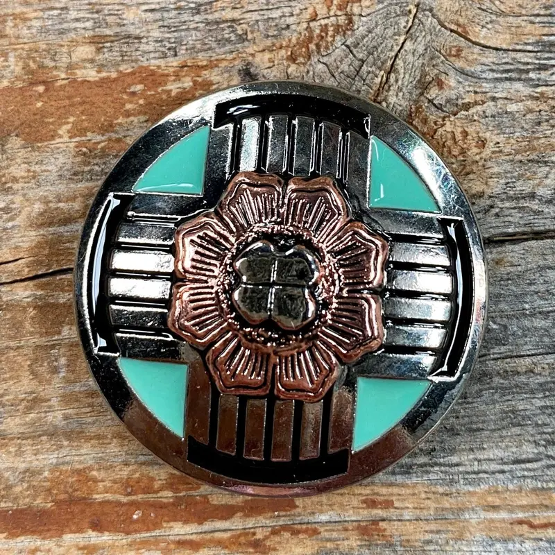 Antique Silver With Copper Flower Concho 1.5" W190l 1