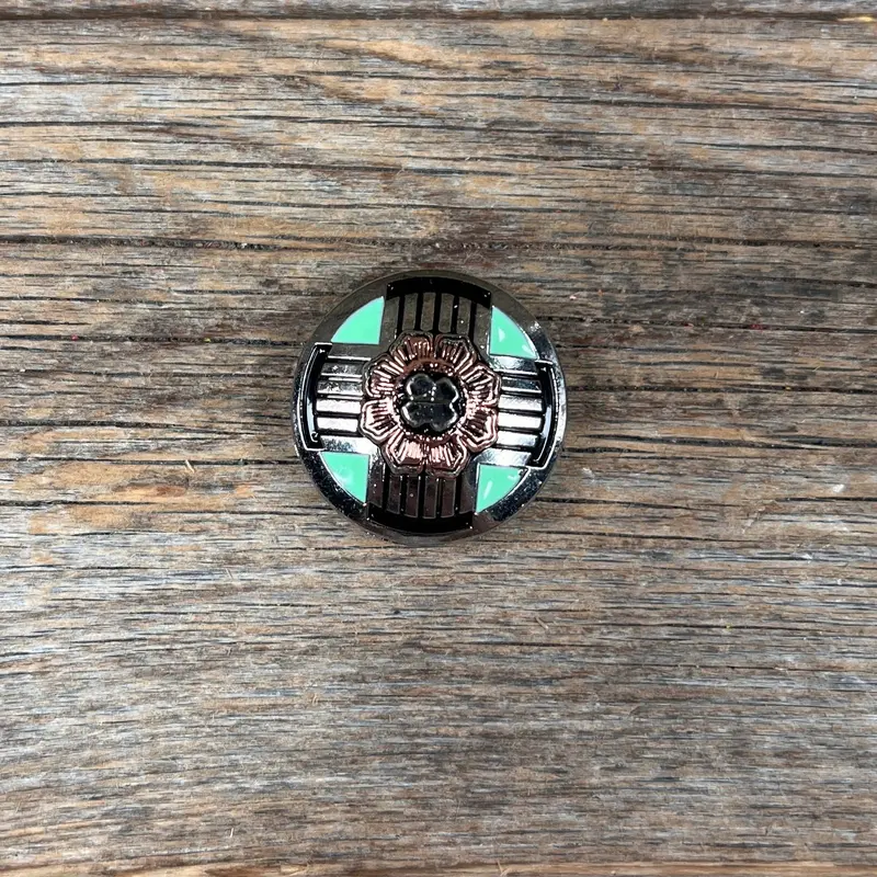 Antique Silver With Copper Flower Western Concho W190 2