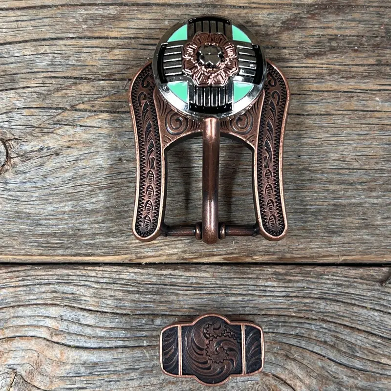 Antique Silver With Copper Flower Western Concho W190 8