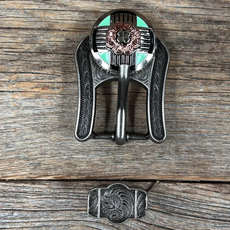 Antique Silver With Copper Flower Western Concho W190 9