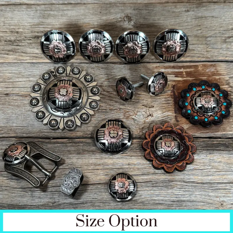 Antique Silver With Copper Flower Western Concho W217 1