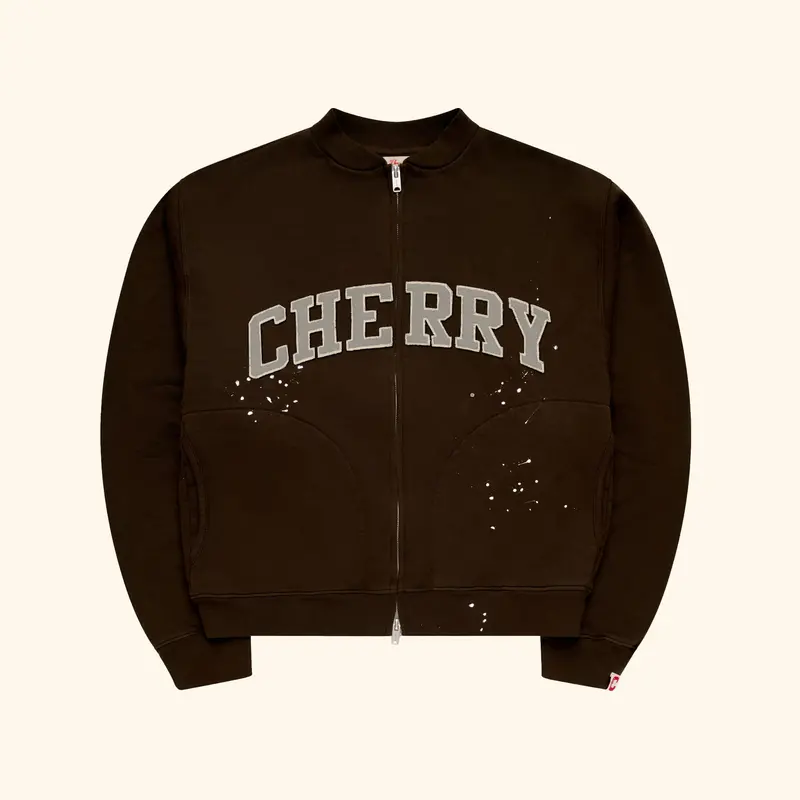 Applique Zip Up Crew (Chocolate) 1