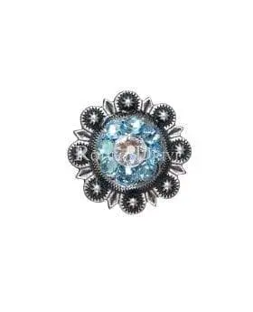 Aqua & Clear Antique Silver 1" European Crystal Concho 1