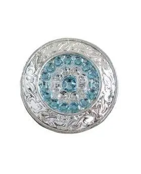 Aqua & Clear Bright Silver 1.5" Disc European Crystal Concho 1