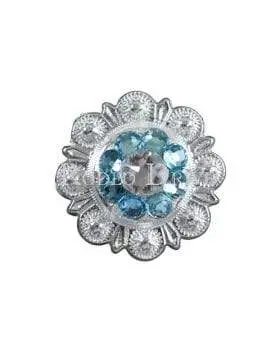 Aqua & Clear Bright Silver 1" European Crystal Concho 1