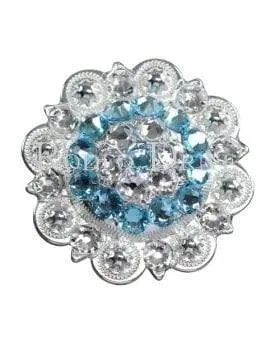 Aqua & Clear Bright Silver 2" European Crystal Concho 1