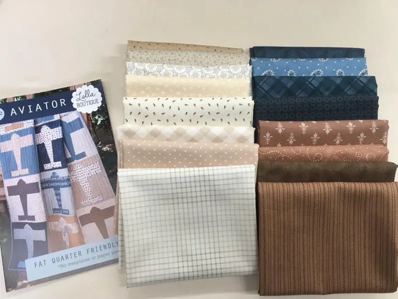 Aviator Brown/Blue Quilt Kit Measures 64 X 66.  (Fabric And Pattern) 1