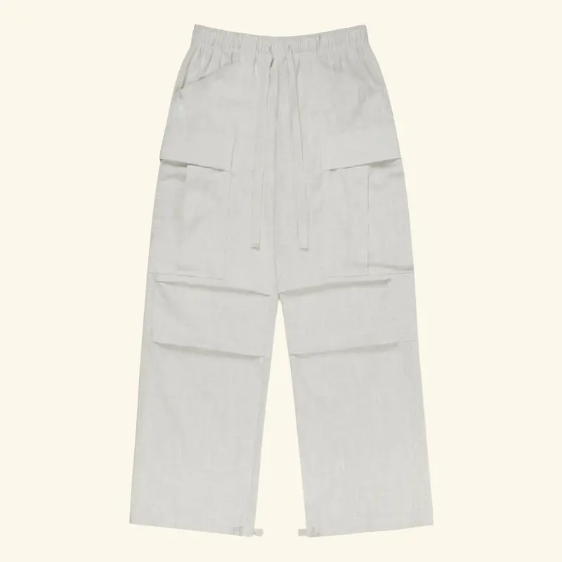 Baja Linen Cargo Pants (White) 1