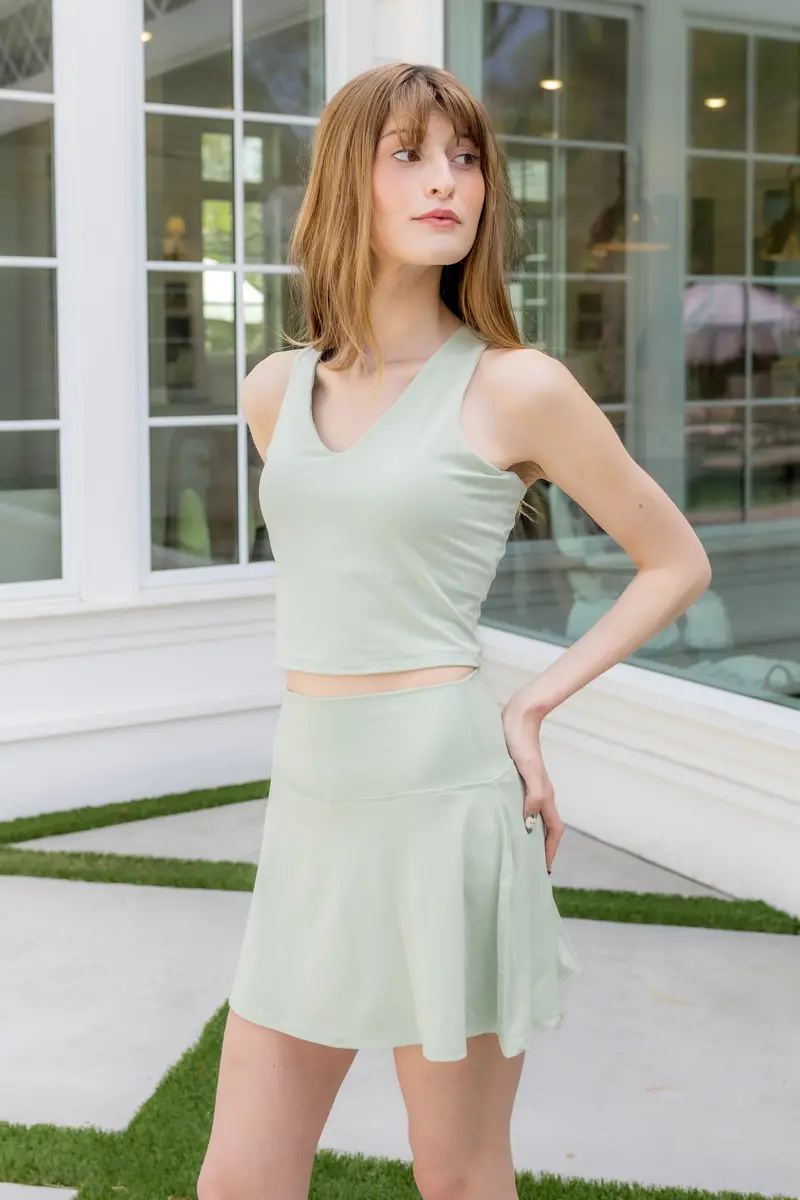 Bamboo Flex Bra Tank In Basil 2