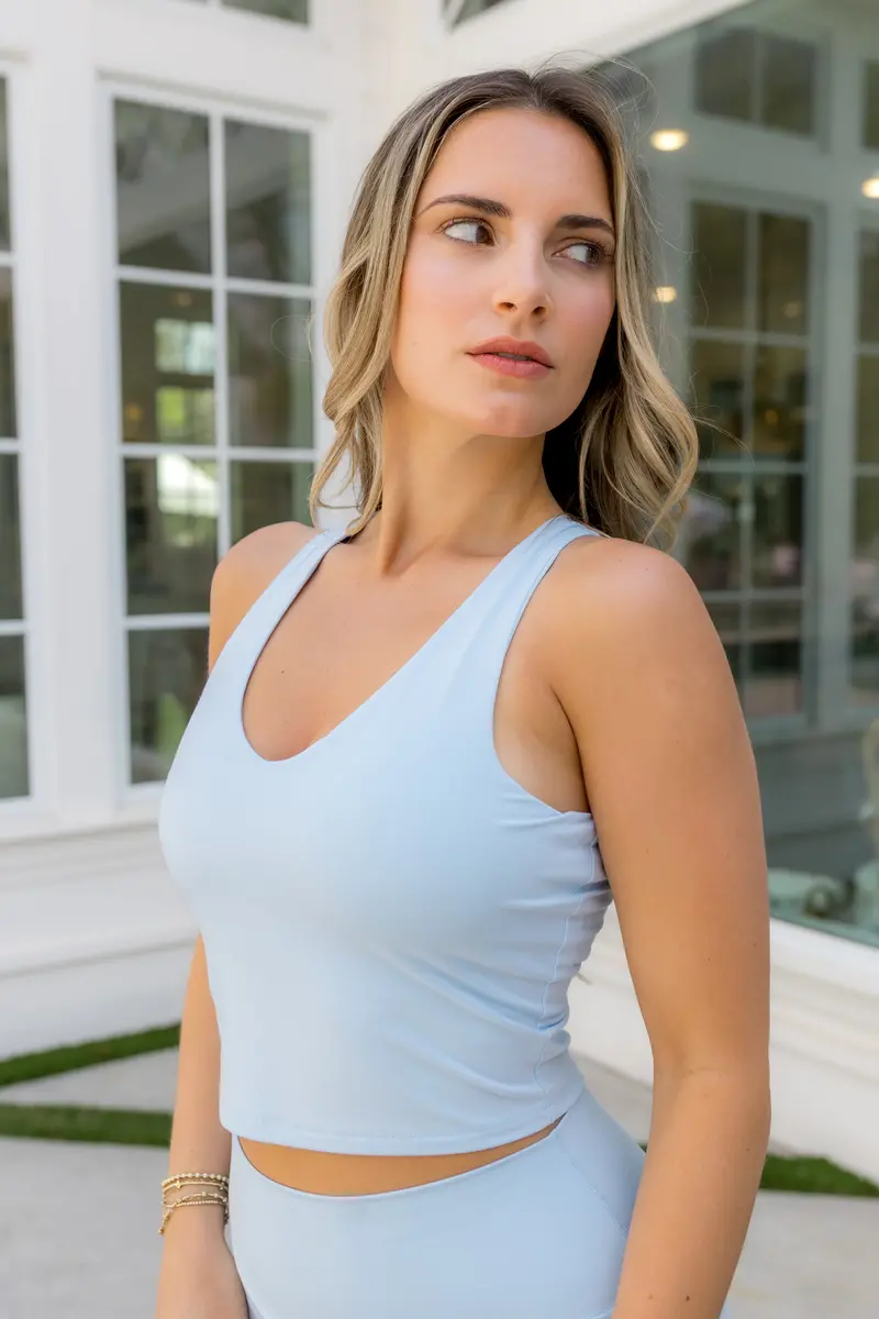 Bamboo Flex Bra Tank In Breeze 1