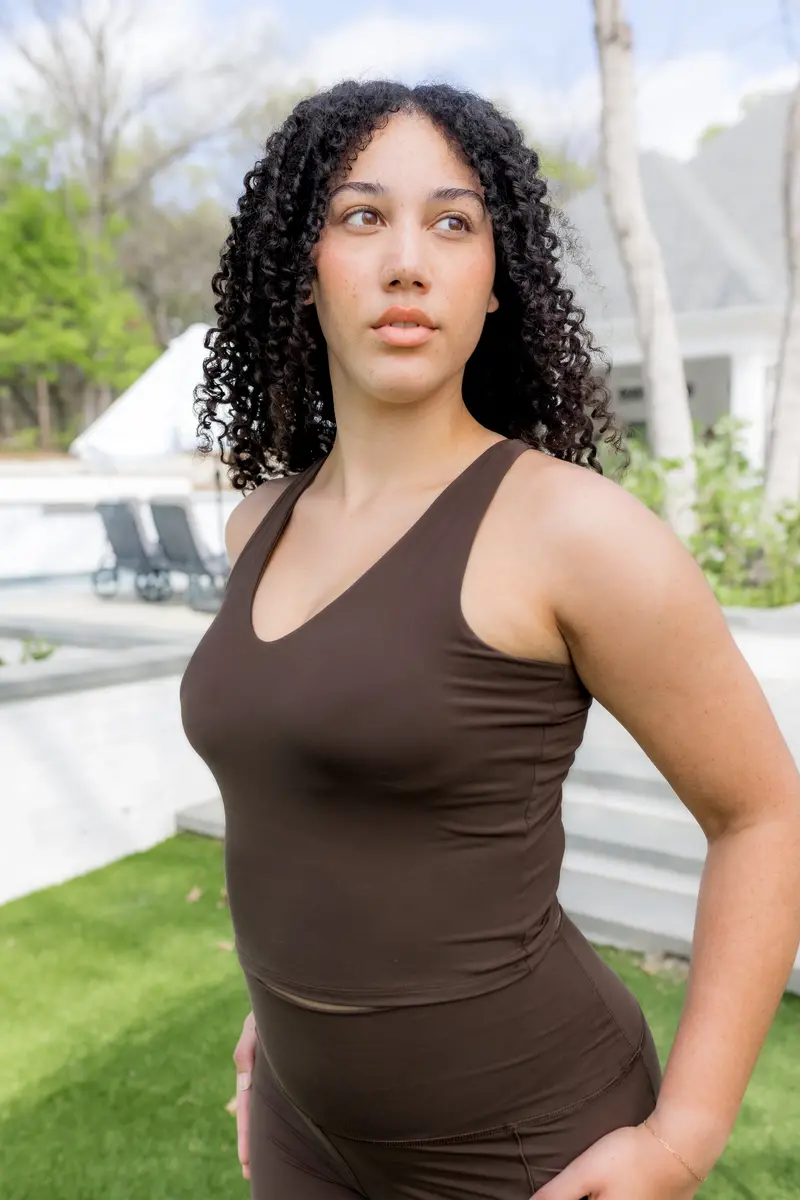 Bamboo Flex Bra Tank In Espresso 1