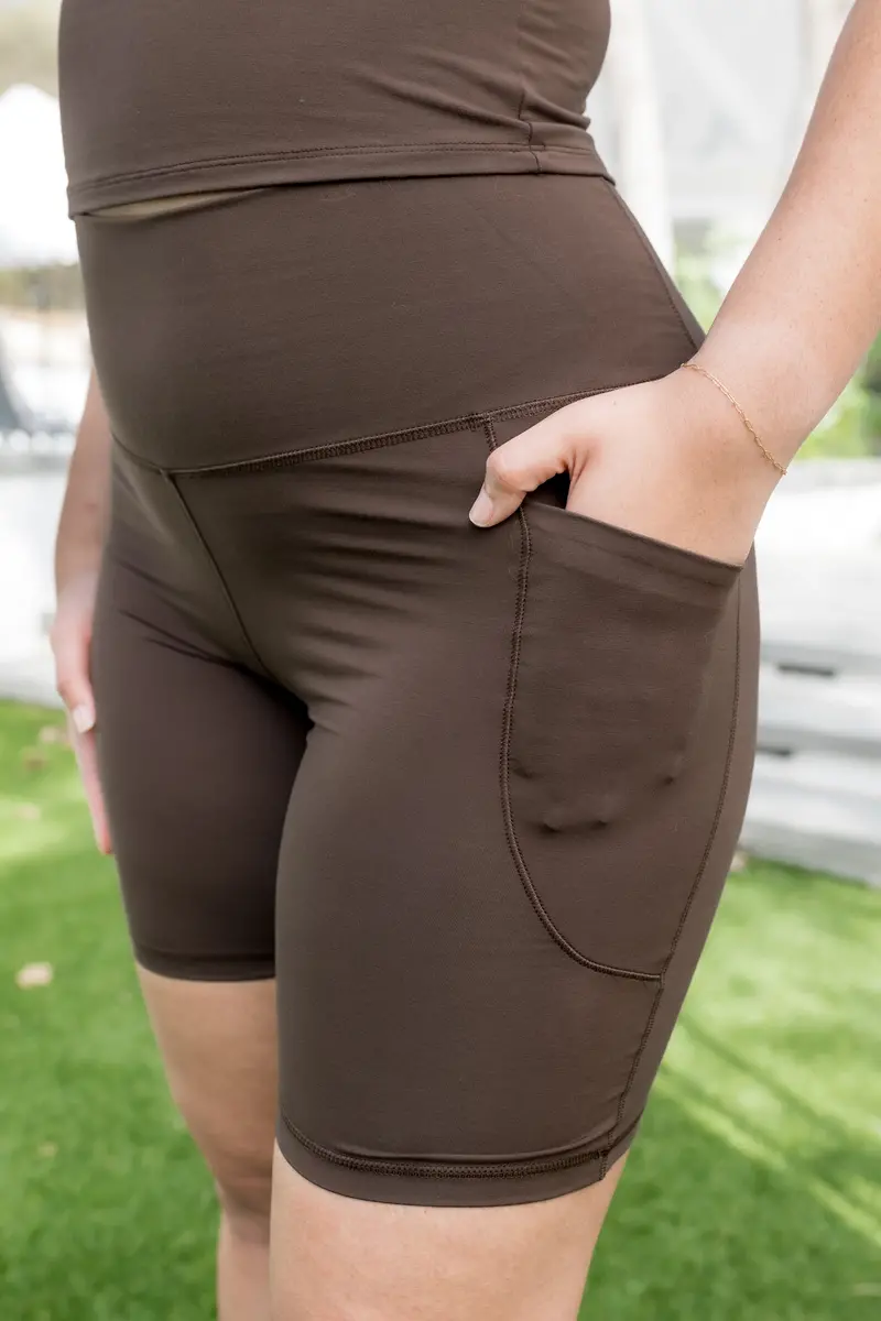 Bamboo Flex High Rise Biker Short In Espresso 1