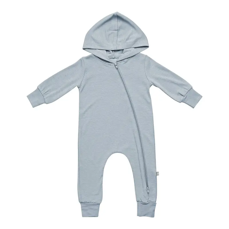Bamboo Jersey Hooded Zippered Romper In Fog 2