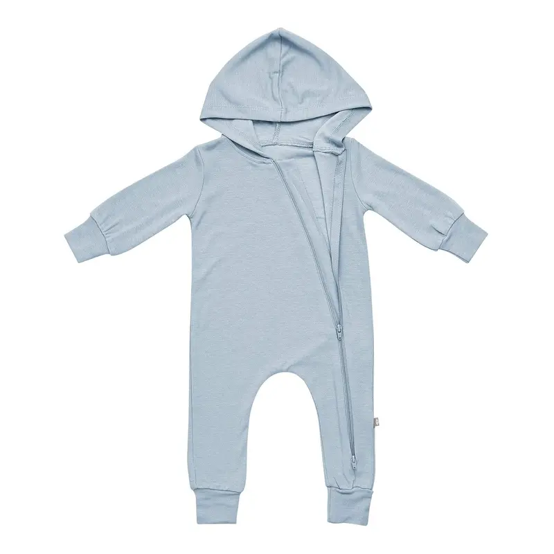 Bamboo Jersey Hooded Zippered Romper In Fog 3
