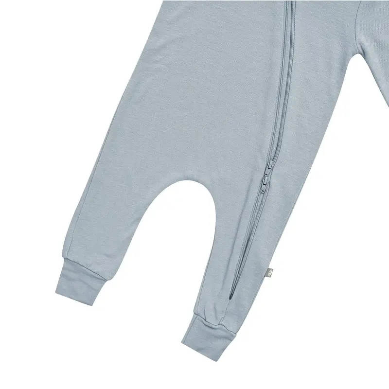 Bamboo Jersey Hooded Zippered Romper In Fog 4