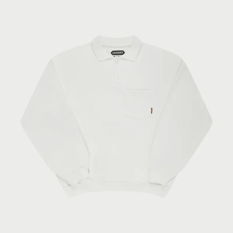 Basic L/S Polo Fleece (White) 1
