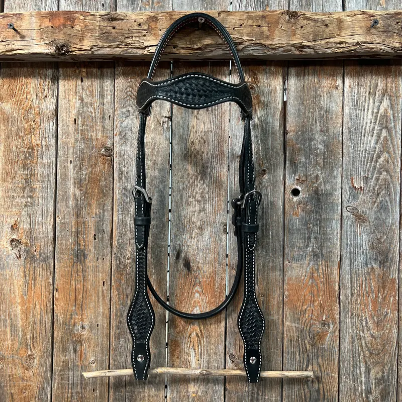 Basketweave Black Browband Headstall / Bridle 1
