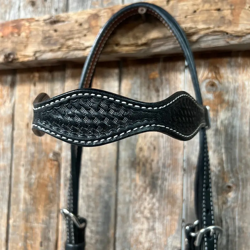 Basketweave Black Browband Headstall / Bridle 2